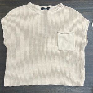 Cream Knit Sweater with Pocket